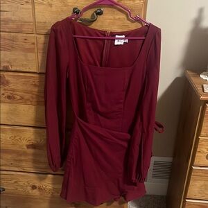 Princess Polly Brand Elegant Burgundy Long Sleeve Dress
